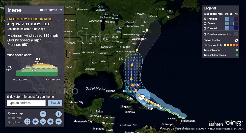 El paso del Huracán Irene por el Caribe